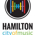 Hamilton City of Music logo vertical white w tagline